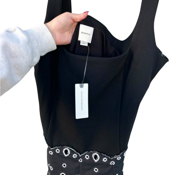 NWT Maeve Sleeveless Square-Neck Eyelet Midi Dress - Size Large - Black - Picture 10 of 14